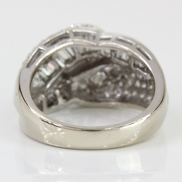 14K White Gold Baguette & Round Diamond Statement Ring - Picture 6 of 7